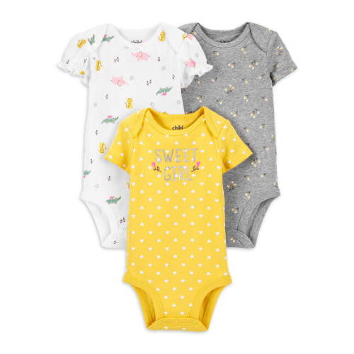 Carter's Child of Mine Baby Girl Short Sleeve Bodysuits, 3-Pack, Preemie-24 Months