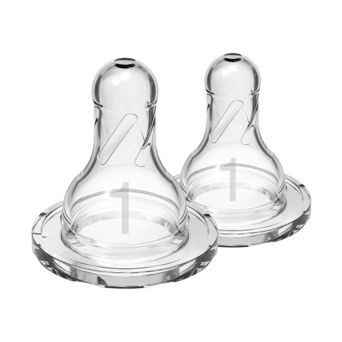 Dr. Brown's Natural Flow Level 1 Narrow Baby Bottle Silicone Nipple, Slow Flow, 0m+, 100% Silicone Bottle Nipple, 2-Pack