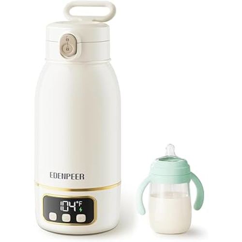 Portable Bottle Warmer for Travel, 17 OZ Formula Warmer On The Go, Milk Warmer with Precise Temperature Control for Breastmilk Water, with Fast Heating & Long Battery Life