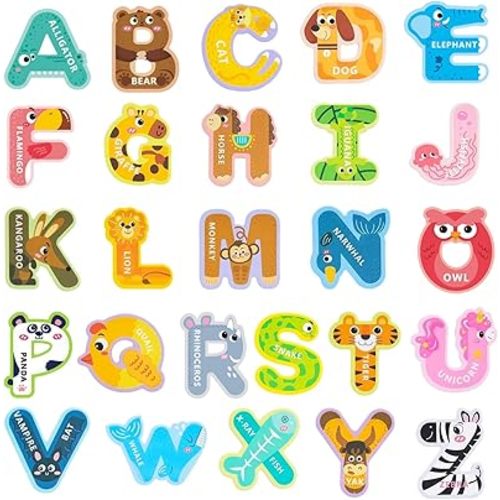 LOVESTOWN Magnetic Letters for Toddlers, 26 Large Animal Alphabet Magnets, Educational Learning Toys, Fridge Magnetic Letters Set