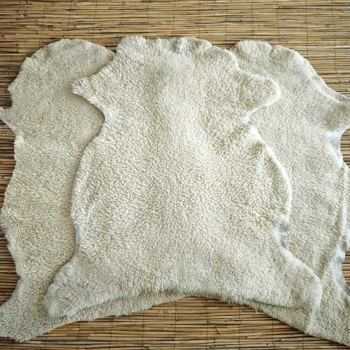 Beige Curly Merino Sheepskin Short Wool Rug, Natural Shearling Hide, Scandinavian Decor, Chair Cover