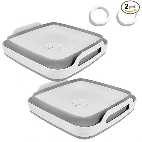 GIMWA Collapsible Wash Basin with Drain Plug - 2.4 Gallon Foldable Kitchen Sink for Baby Bottles, RV Camping, Space-Saving Dish Tub (Gray-Gray)