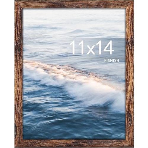 11x14 Picture Frame, for Tabletop Display, Horizontal or Vertical Wall Mounting, Brown