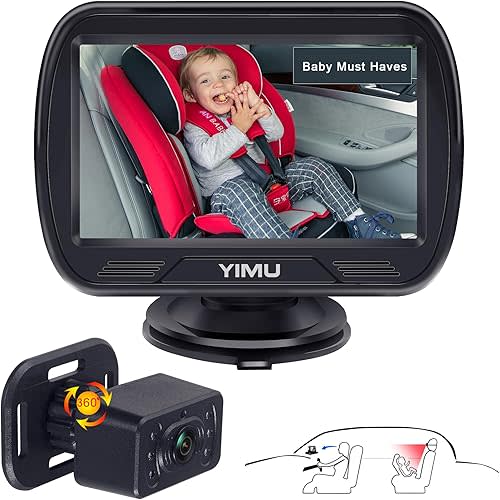 YIMU HD720P Rear Seat Baby Car Camera for Backseat, Car Headrest Quick-Install Monitor, Night Vision, 360° Rotatable car Camera for Baby with 4.3 inch car Baby Monitor (KB41)