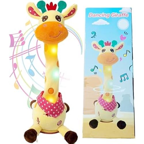 Dancing Giraffe Plush Baby Toy 6-12 Months - Talking Giraffe Stuffed Animal Singing Songs & Repeat What You Say, Musical Light Up Toy for Toddlers 1-3 Years Boy Girl, Soft Interactive Gift