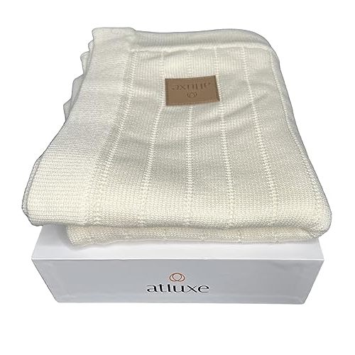 Premium Washable Knitted Baby Blanket, 100% Organic Baby Blankets Neutral, Extra Fine 100% Merino Wool Soft Knit Baby Blanket Blanket (40 inch x 30 inch)