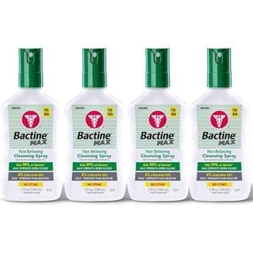 Bactine MAX First Aid Spray, Pain Relief Cleansing Spray, 5 oz (4 Pack)