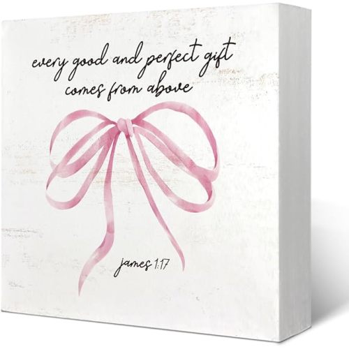 Girl Nursery Christian Room Decor For Baby Girls, Wildflower Flower Nursery Bible Verse Floral Wooden Box Desk Decor for Room Baby Girl Gift 5x5 Inch