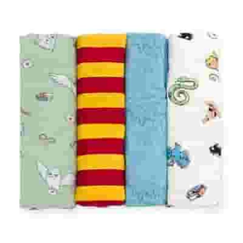 Harry Potter Hedwig Owl Newborn Baby Boys 4 Pack Swaddles Green / Maroon Blue White OS