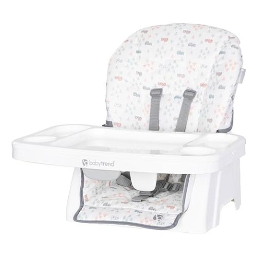Baby Trend Adapt SpaceSaving Booster High Chair, Elephant Meadow Coral