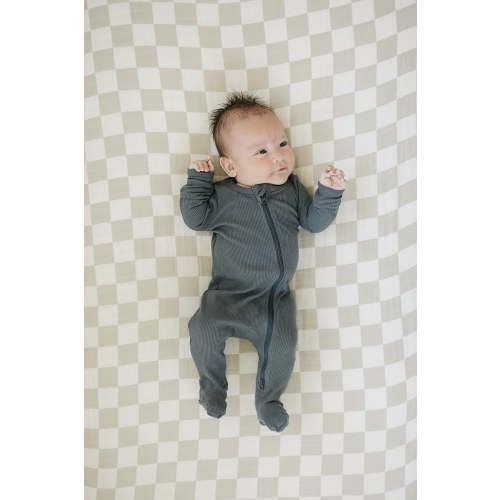 Charcoal Organic Cotton Ribbed Zipper - milk & baby – Milk & Baby