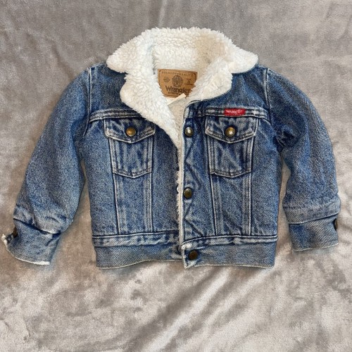 Vintage 90s Wrangler Snap Button Fleece Lined Jean Jacket Kids Small