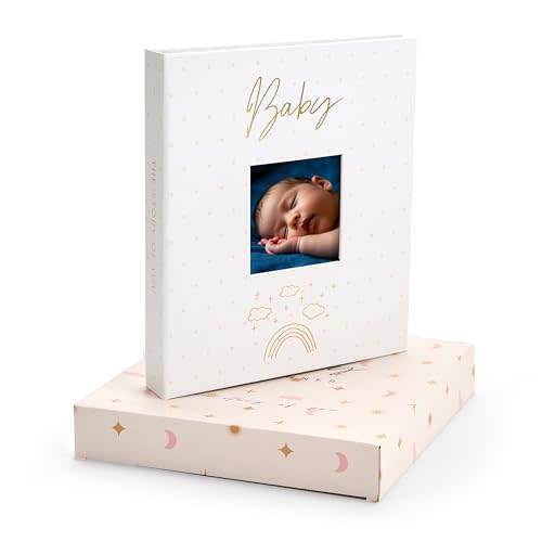 Baby Memory Book & Baby Milestone Book for Boys & Girls by &And Per Se - Keepsake to Capture Every Moment from Birth to 5 Years, with Photo Pages (Beige White)