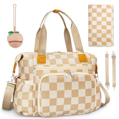 Diaper Bag Tote, Puffer Diaper Tote Bags for Women Lightweight Travel Work Hospital Baby Bag Crossbody Mommy Bag