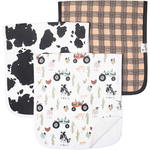 Copper Pearl Premium Baby Burp Cloths - 3-Pack Large Cotton Burp Cloths, Extra Soft Spit Up Rags with 3 Absorbent Layers, Perfect for Baby Boy and Baby Girl Gifts (21" x 10" Size, Jo Set)