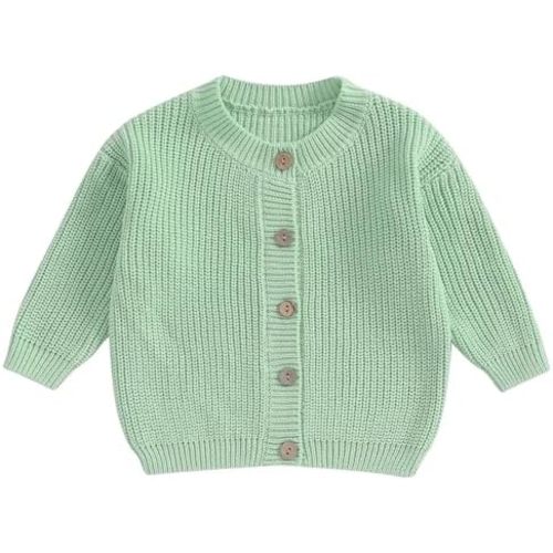 Kupretty Toddler Baby Girl Boy Cardigan Sweater Fall Winter Clothes Infant Chunky Knitted Button Down Knit Jacket Knitwear