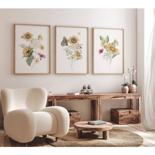 Sunflower Nursery Print: Boho Wildflower Wall Art