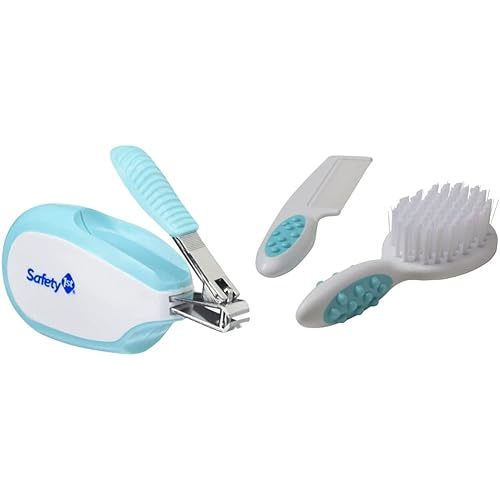 Safety 1st Steady Grip Nail Clippers and Soft Grip Brush & Comb - Arctic Blue