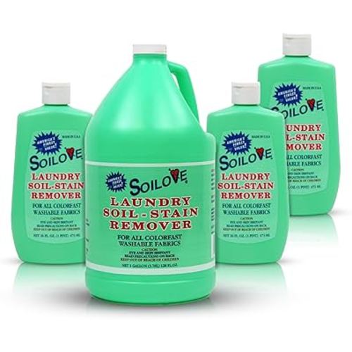 SOILOVE 16oz (3 pack) + Soilove 128oz (1 pack) Liquid Laundry Stain Remover – Powerful Triple-Acting formula Clings, Penetrates and Lifts everyday tough stains - Prewash for Clothes