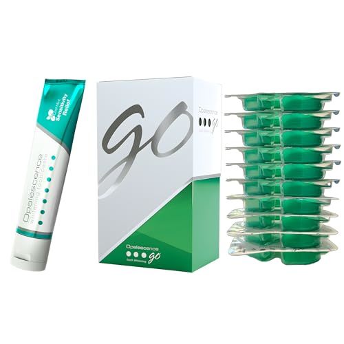 Opalescence GO Teeth Whitening Prefilled Trays with Sensitive Toothpaste Bundle (10 Trearments) 15% Hydrogen Peroxide Gel Plus Opalescence Whitening Toothpaste 4.7 Onz - Mint Flavor- 5194-5167