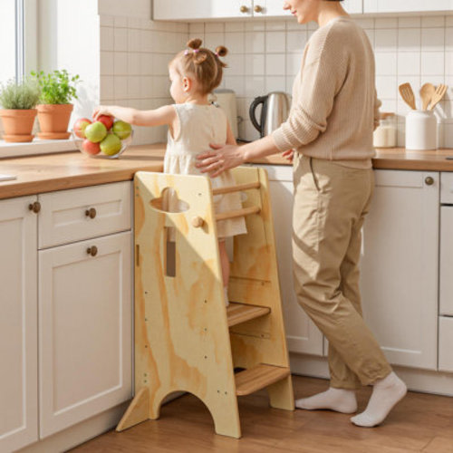 Harriet Bee 3-Level Adjustable Wooden Toddler Standing Tower – Stable Stool for Kids | Wayfair