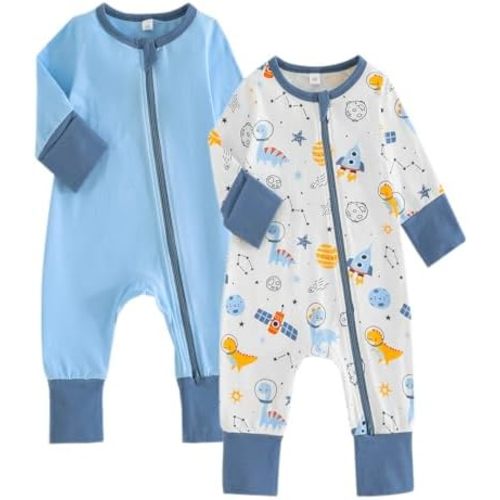 BeiVSlley Baby Boy Girl Footless Zipper Romper Long Sleeve Cotton Jumpsuit Coverall Newborn Solid Outfits Clothes