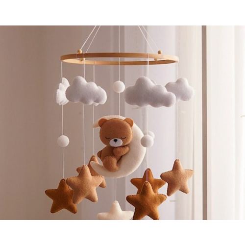 Teddy Bear Moon Mobile Baby Mobile Baby Mobile Neutral Crib - Etsy