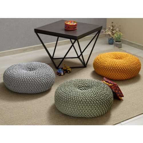 Mustard floor cushion, Knitted round floor seating, Crochet seat cushion, Indoor seating pad, Tufted cushion, Relax pillow, Round floor pad