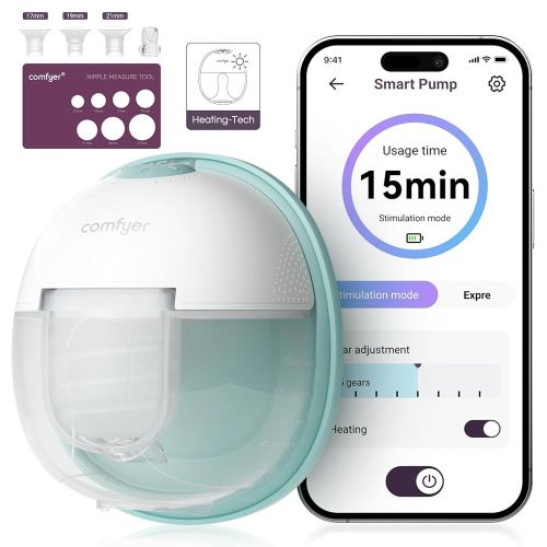 Heated Wearable Breast Pump, Industry-Leading Heating Tech, Innovative Magnetic Charging Cable, App Control, Anti-dust Cover, Hospital-Grade Suction, 1 Pack