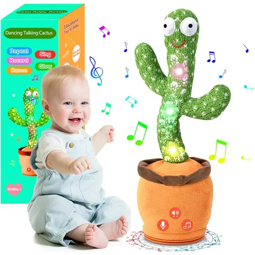 Dancing Talking Cactus Toy for Baby Toddler, Boys Girls Gifts Singing Mimicking Recording Repeating What You Say Baby Toys with 120 English Songs (Adjustable Volume)