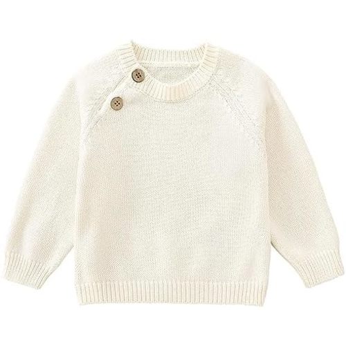 pureborn Baby Toddler Boys Girls Pullover Sweater Cotton Knit Button Closure Sweaters