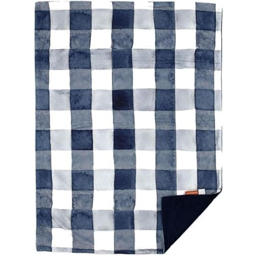 Dear Baby Gear Deluxe Double Layer Baby Blanket - Gender Neutral Infant Blankets for Girls & Boys - Nursery Quilt for Newborn - Cute Infant Blanket Gifts - Watercolor Navy Plaid (40" x 30")