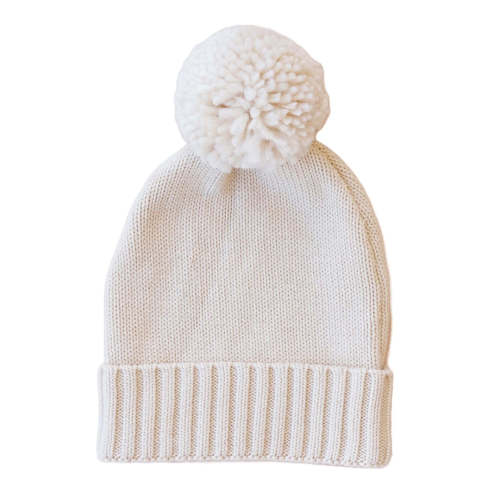 Knit Baby Pom Pom Beanie | Sand