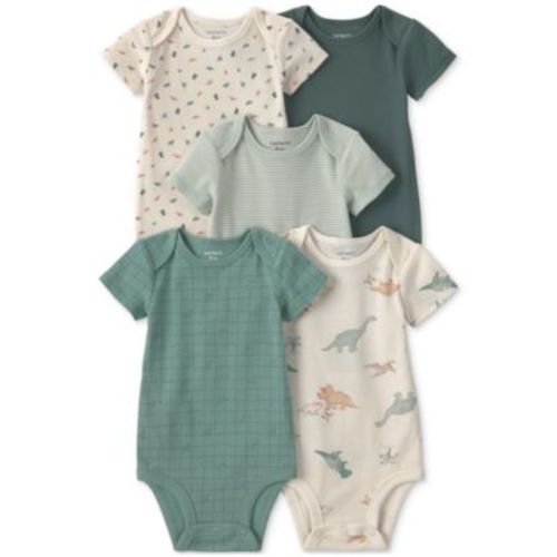 Baby Boys' Dinosaur Print Short-Sleeve Bodysuits, 5-Pack