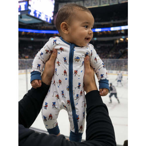 2-Way Zip Romper, Hockey Players – SpearmintLOVE