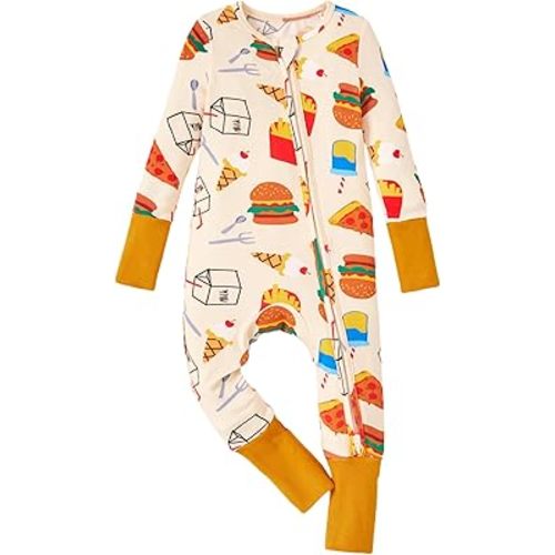 12-18mth Baby Pajama with Bamboo Viscose, Footie Jumpsuit Romper with 2-Way Zipper for Baby Boy Girl Toddler Sleeper Sleepwear