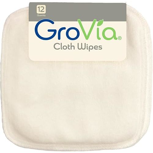 GroVia Reusable Cloth Diapering Wipes, 12 Count