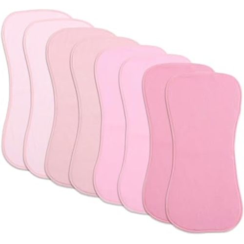 8 Pack Baby Burp Cloths, Unisex for Boys and Girls, Super Absorbent and Soft Towel,Solid Color (pink02)
