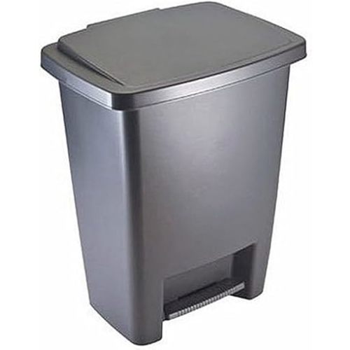 Rubbermaid Step-On Trash Can with Lid, 8.25-Gallon, Gray, Easy Clean Wastebasket for Home/Kitchen/Bedroom/Office