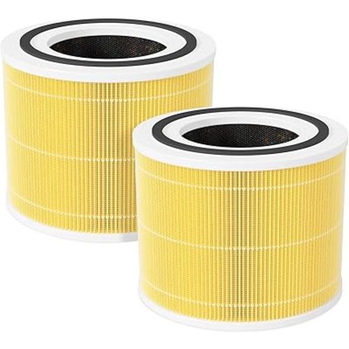 Future Way Core 300 Replacement Filter for LEVOIT Core 300 & 300S Air Purifier, 3-Stage H13 True HEPA Filter for Common Airborne Substance Removal, Replace Core 300-RF, Yellow, 2-Pack