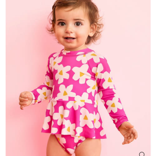 Baby One-Piece Skirted Rashguard Swimsuit