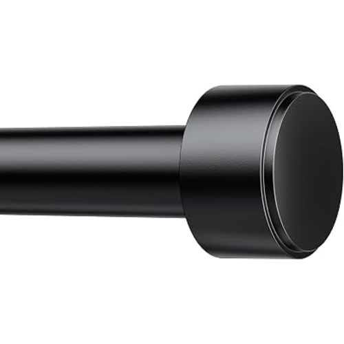 Curtain Rods for Windows 32-96 Inch, 1 Inch Adjustable Black Curtain Rod Set with Brackets, Easy Install