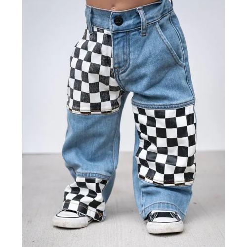 Little Trouble Checker Patch Baggy Jeans