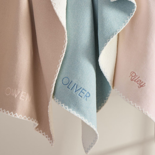 Cozy Jacquard Baby Blanket, Taupe Personalized | Pottery Barn Kids