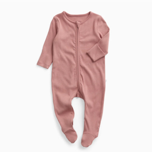 Ribbed Clever Zip Footed Baby Pajamas Ribbed Blue / Newborn