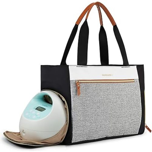 mommore Breast Pump Bag Diaper Tote Bag with 15 Inch Laptop Sleeve Fit Most Breast Pumps Like Medela, Spectra S1,S2, Evenflo