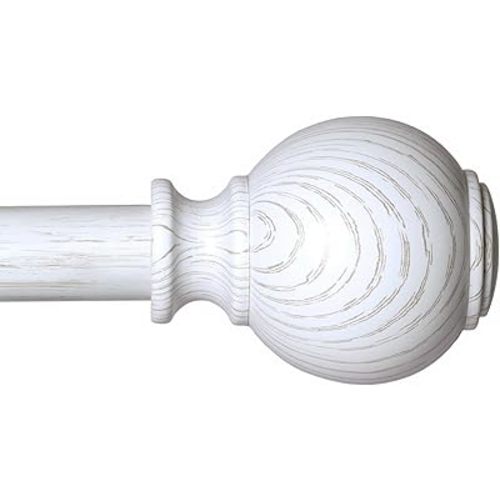 Wood Curtain Rods for Windows 28 to 48 Inches,1 inch Heavy Duty Window Curtain Rods with Imitation Wood Grain Finials,Decorative Drapery Rods Adjustable, 28"-58"(2.3-4.8ft), White Wood