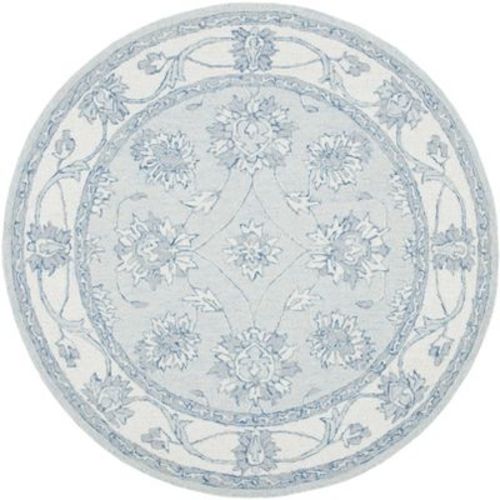 Micro-Loop MLP536 Hand Tufted Indoor Area Rug - Light Blue/Ivory - 5' Round - Safavieh