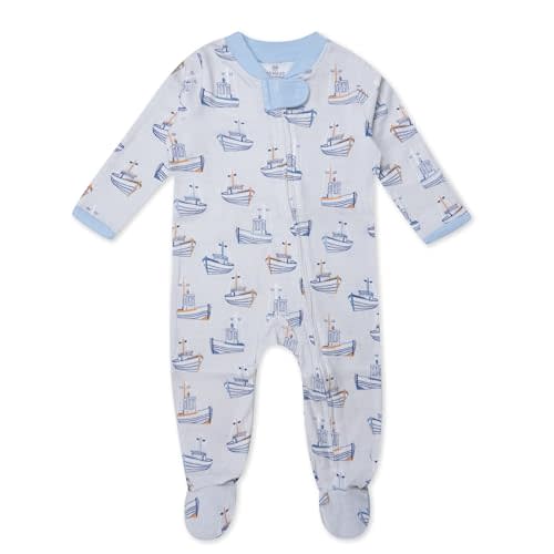 HonestBaby Sleep & Play Footed One-piece Pajama Sleeper 100% Organic Cotton, Baby Boys