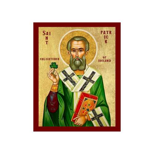 Saint Patrick of Ireland Icon, Handmade Religious Icon of Saint Patrick, Byzantine Art Wall Hanging Plaque, Christian Religious Art
